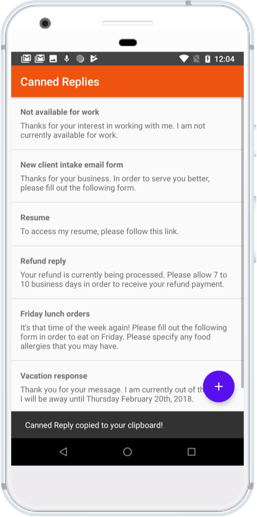 Canned Replies on Android